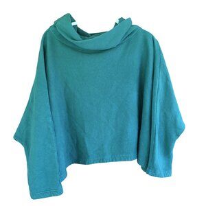 Bryn Walker Astrid Top Green Women's Size Large Boxy Lagenlook Crop Sweatshirt